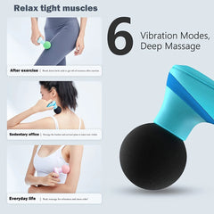 Mini Back Massager,Electric Handheld Massager with 6 Powerful Mode for Body Relieves Neck Shoulder Back Waist Leg Muscle Tension