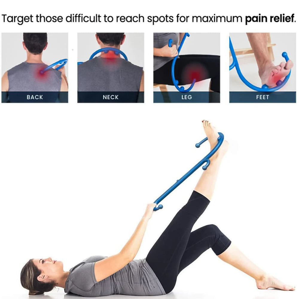 Back Neck Massager-Trigger Point Massage Tool for Self Massage Hook Therapy Handheld Back Neck Shoulder Massager for Women & Men