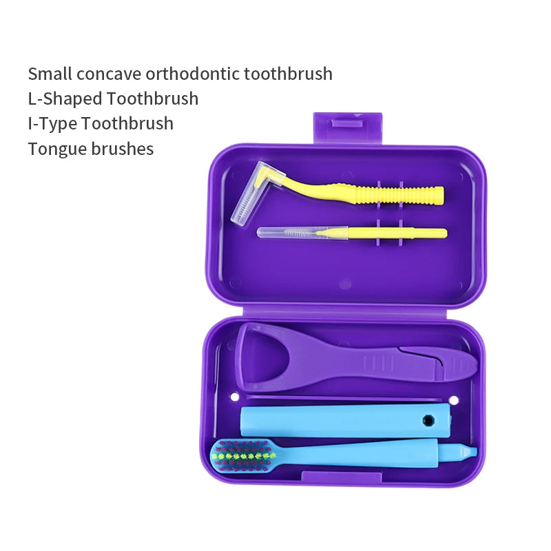 1box Dental Oral Cleaning Care Kits Portable Daily Travelling Orthodontic Care  interdental brush Tongue Scraper