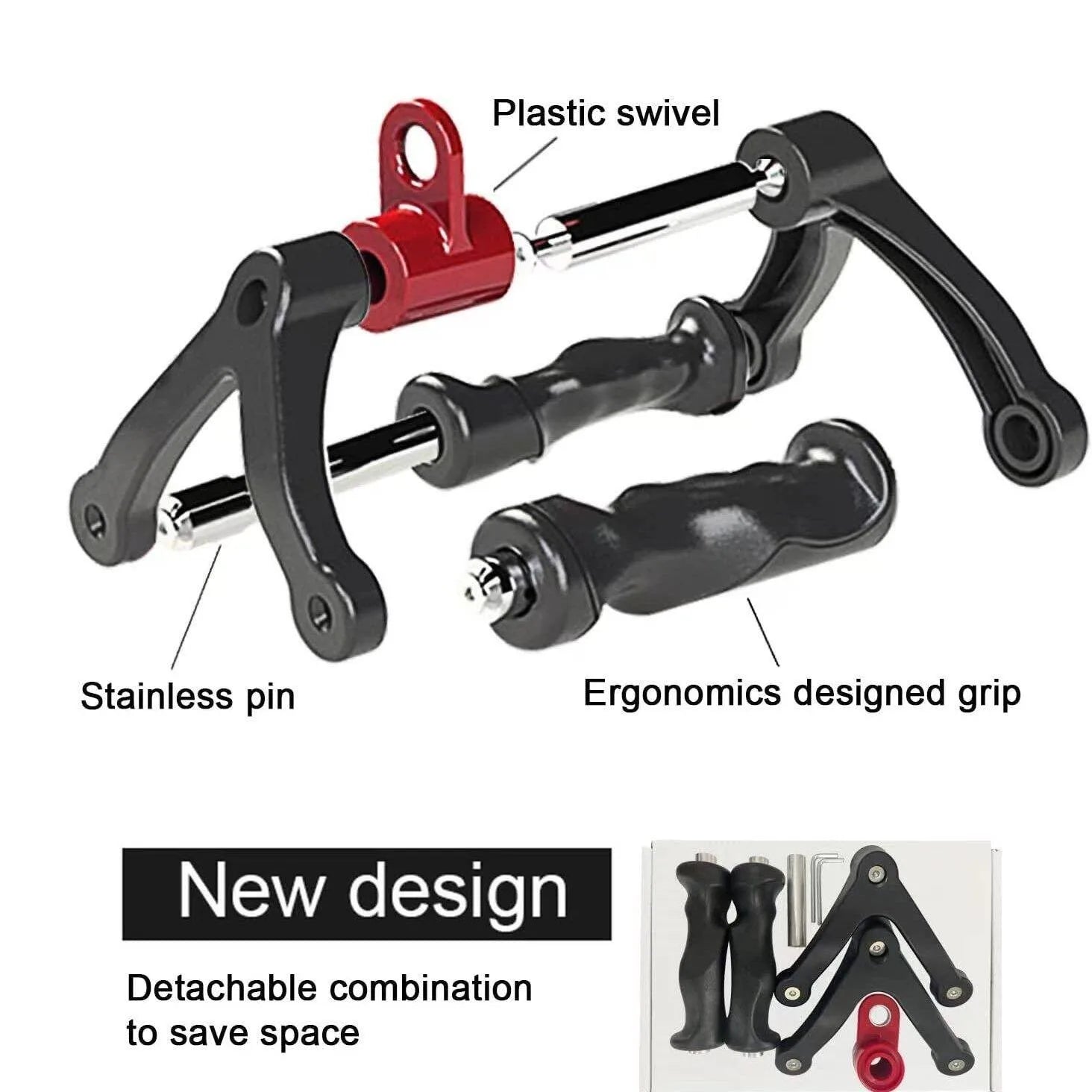 Ergonomics V-Shaped Rowing Bar 360°Rotating V-Handle Biceps Triceps Back Workout T-bar Row Handle LAT Pull Down Cable Machine